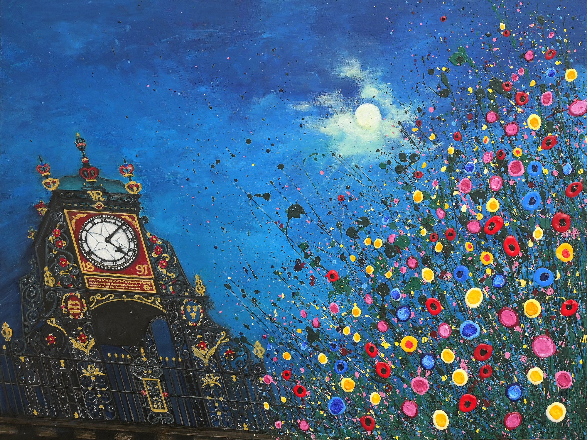 A Moonlit Chester Clock CANVAS PRINT