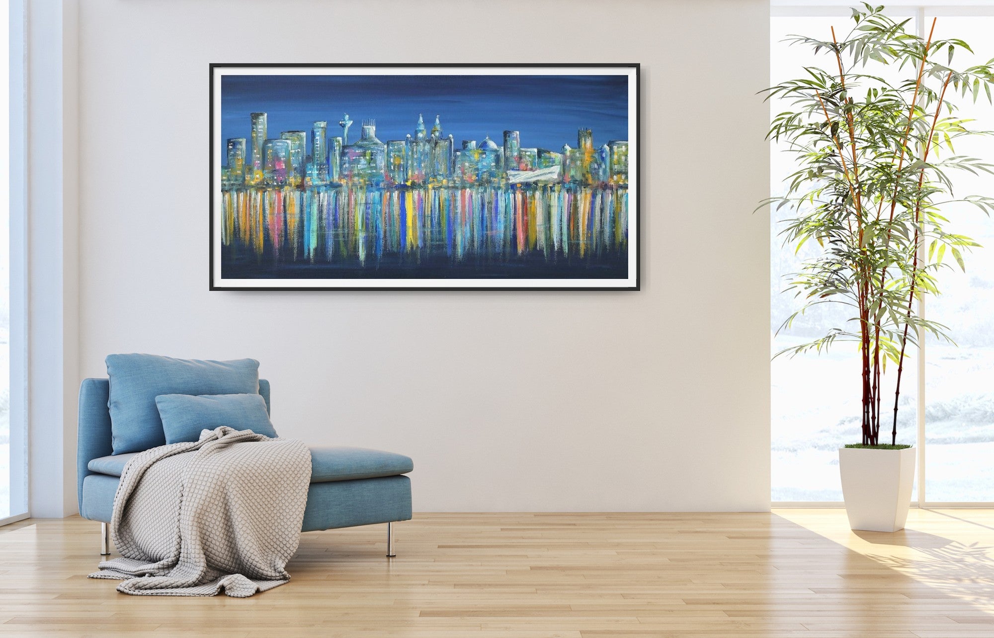 Liverpool Skyline - A Moonlit Night PRINT ON FINE ART PAPER