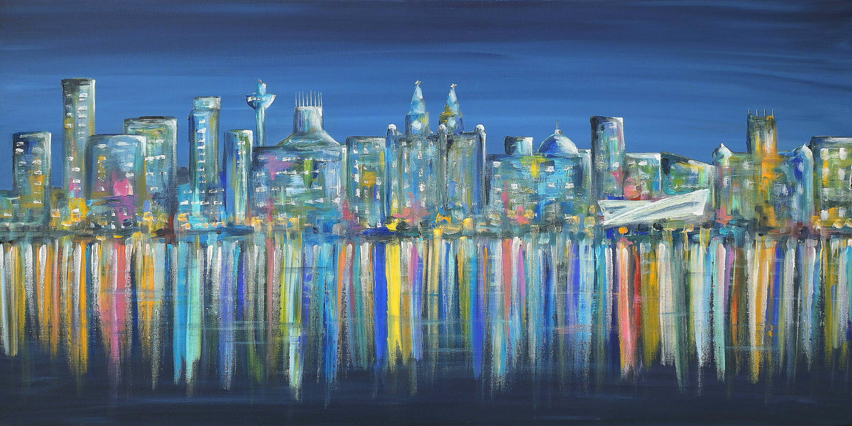 Liverpool Skyline - A Moonlit Night ORIGINAL ART WORK – Jo Gough Art